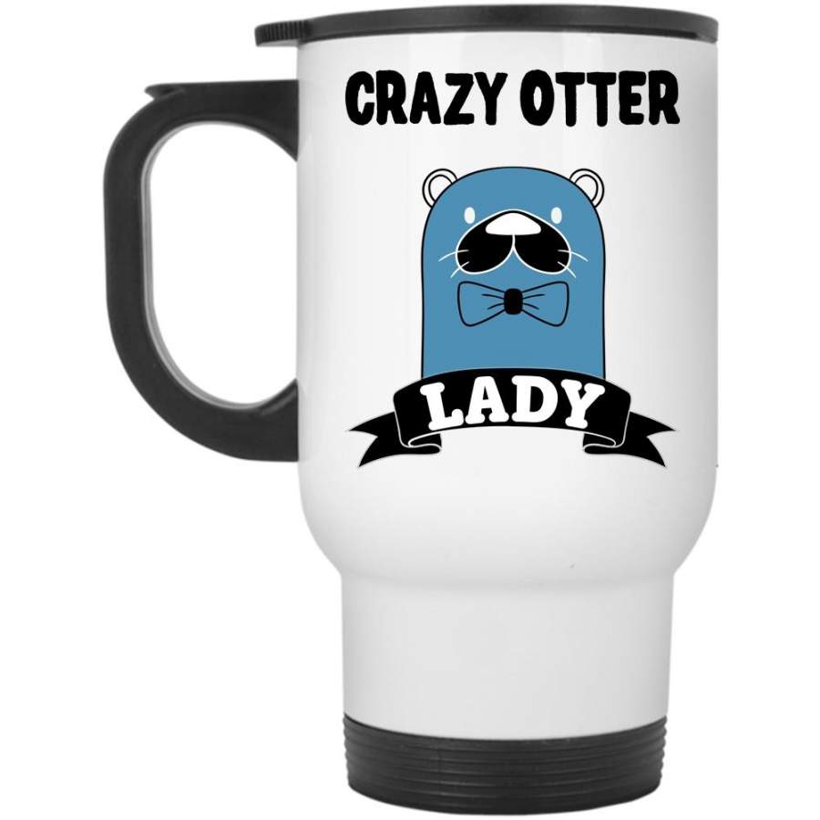 Cute Animals Travel Mug, Crazy Otter Lady Mug
