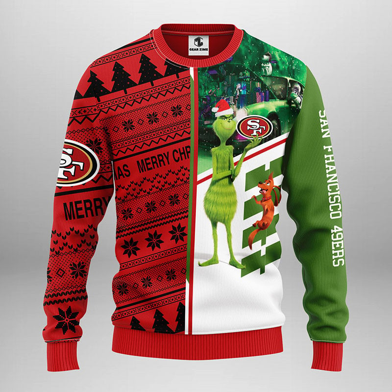 San Francisco 49Ers Grinch & Scooby-Doo Ugly Christmas Sweater