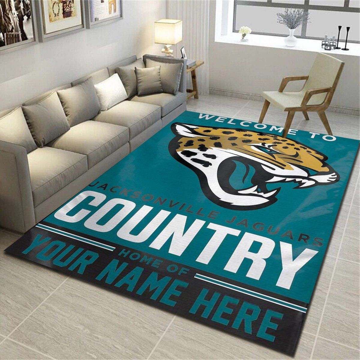 Jacksonville Jaguars Personalized Rug, Team Living Room Bedroom Carpet, Customized Fan Cave Floor Mat