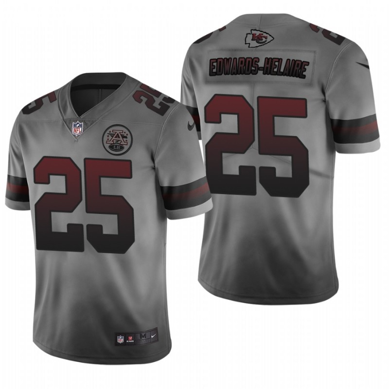 Clyde Edwards-Helaire #25 Kansas City Chiefs City Edition Vapor Limited Jersey – Smoky – All Stitched, Embroidery