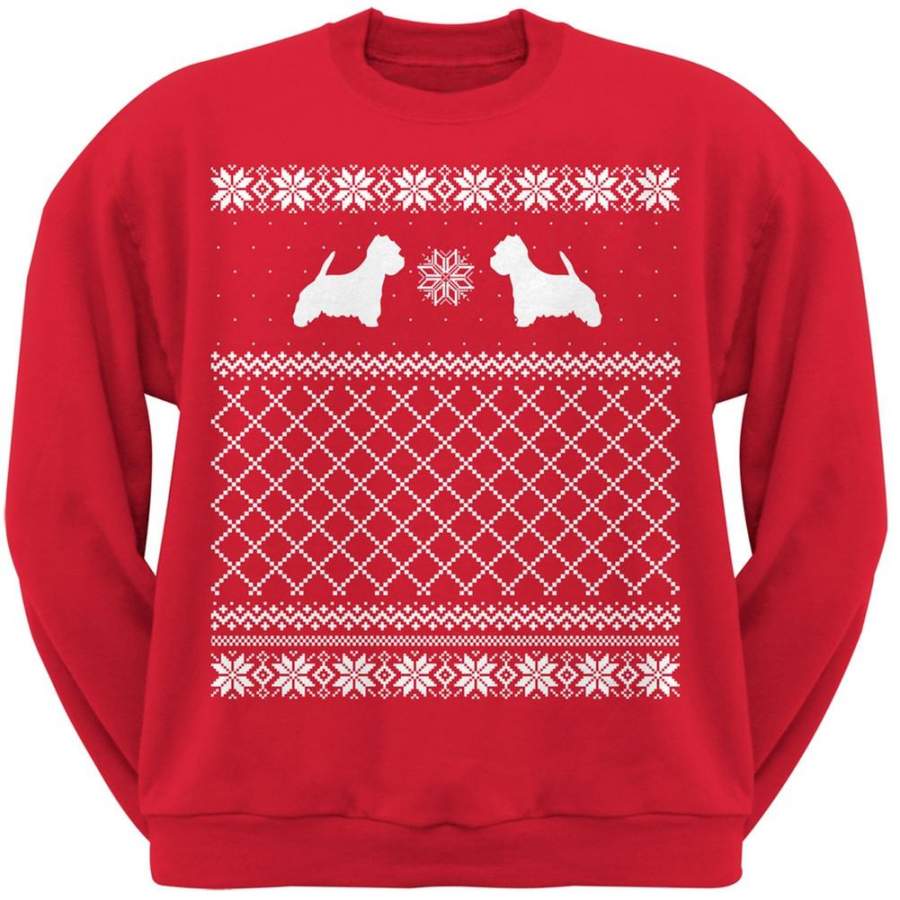 Westie Red Adult Ugly Christmas Sweater Crew Neck Sweatshirt