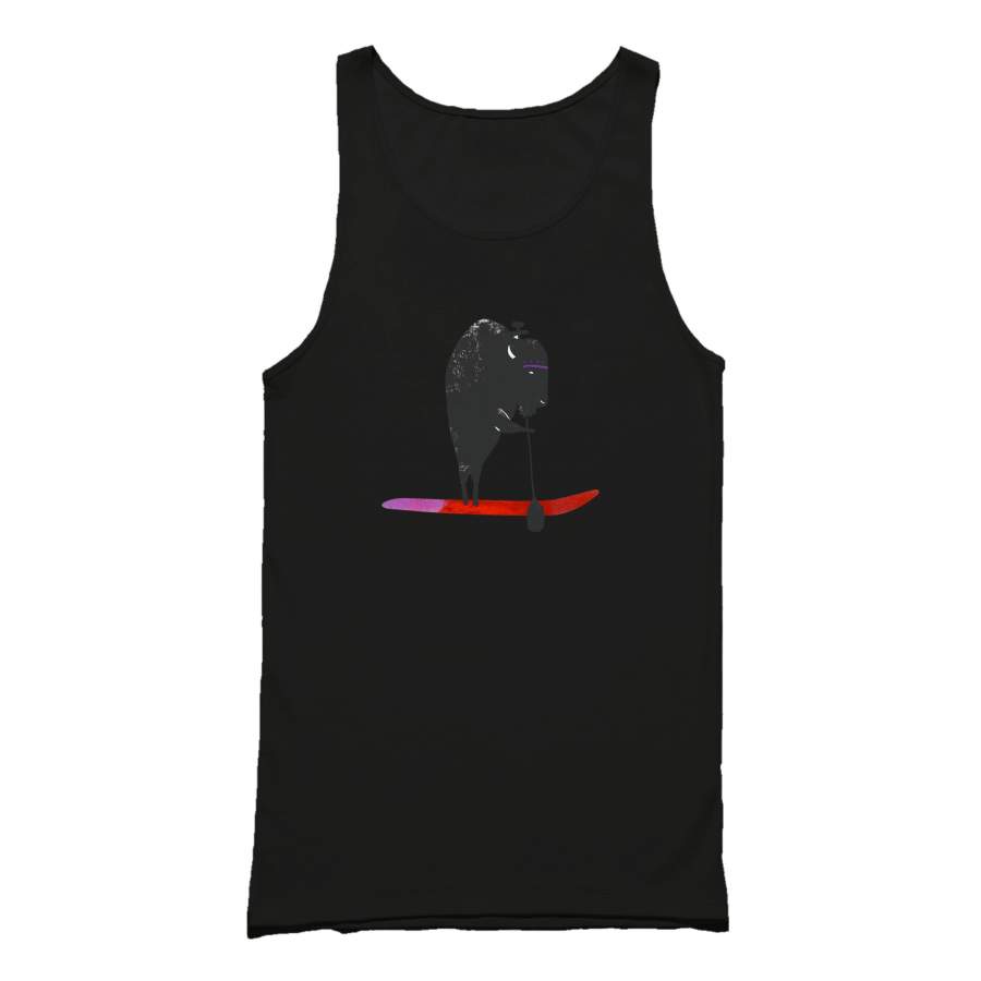 Buffalo Paddle Board Animal Beach West Coast Camping Graphic Surfer Tank Top