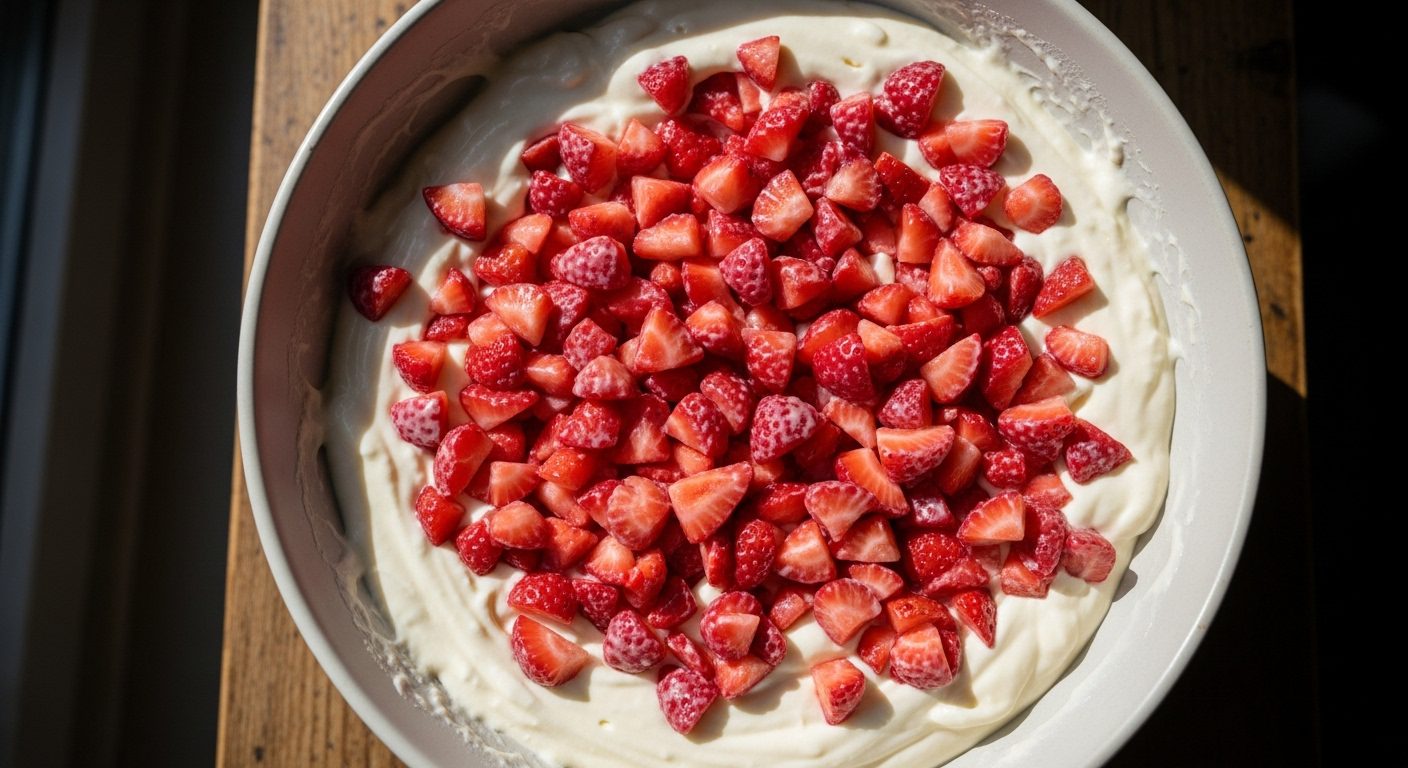 Fresas con Crema Recipe – Mexican strawberries and cream dessert with fresh chopped strawberries over sweet cream
