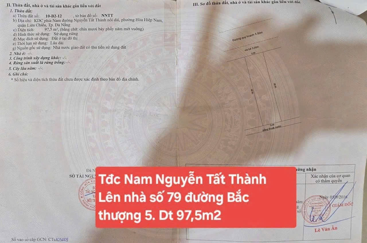 Bán lô đất số nhà 79 Bắc Thượng 5 - Liên Chiểu - Đà Nẵng - Gần trường và biển