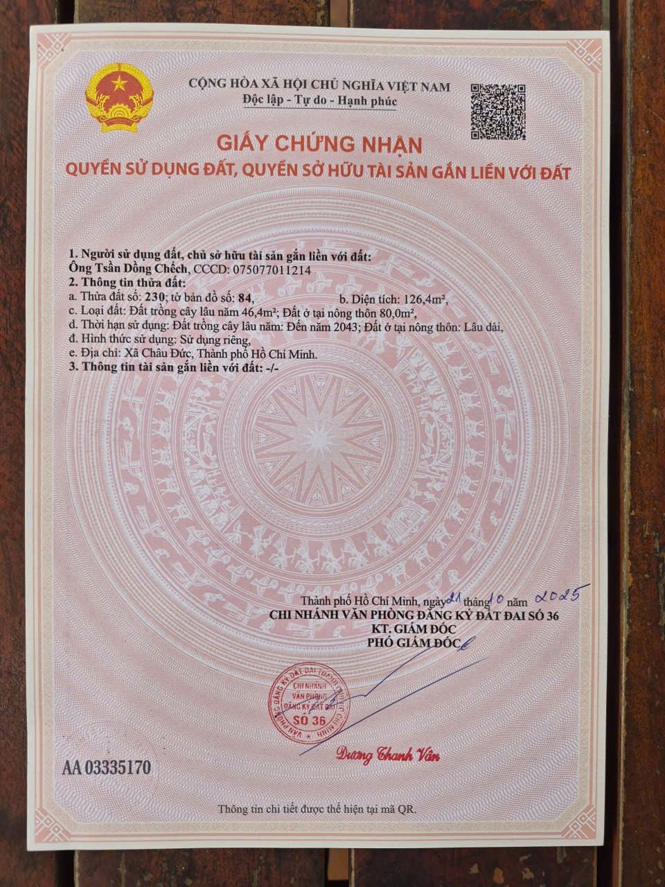 Bán đất 126m² full thổ cư ngang 5m giá 570 triệu