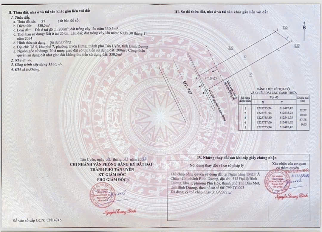 Bán đất 902.1m² ngang 15m giá 14.9 tỷ tại Phường Tân Uyên