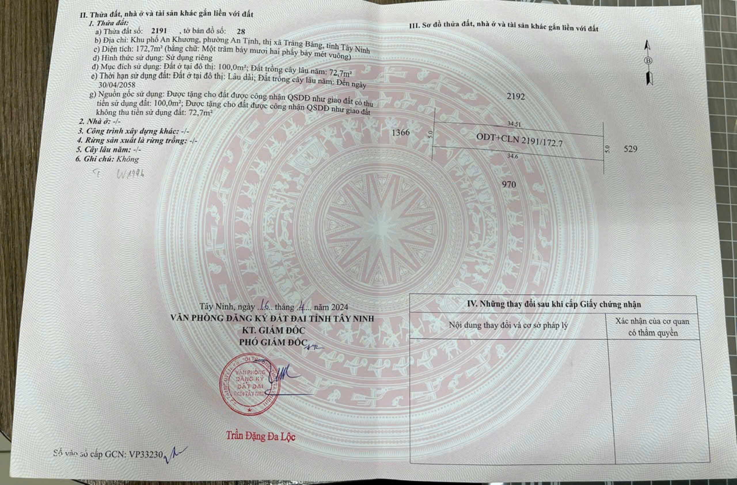 Đất nền 5x34m (172m²) gần khu công nghiệp Trảng Bàng, giá 600 triệu