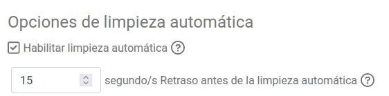 Opción «Habilitar limpieza automática» habilitada
