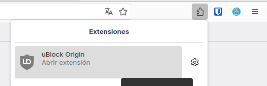 cómo abrir extensión uBlock Origin