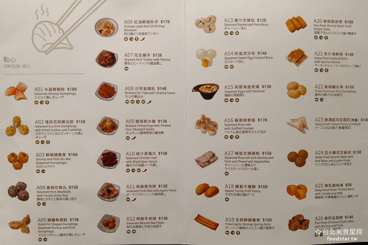華漾DIM SUM 忠泰樂生活店 忠泰樂生活店菜單 忠泰樂生活店推薦 中山區美食 中山美食 《華漾DIM SUM 忠泰樂生活店》菜單品項算是相當豐富,涵蓋蒸點、煎炸點心、熱炒類、主食類,還有甜點、飲品,選擇很多元,不只是單純的港式飲茶,也有偏台式口味的炒飯、炒麵可以選。( 完整菜單請見文章底部 ) @台北美食星探