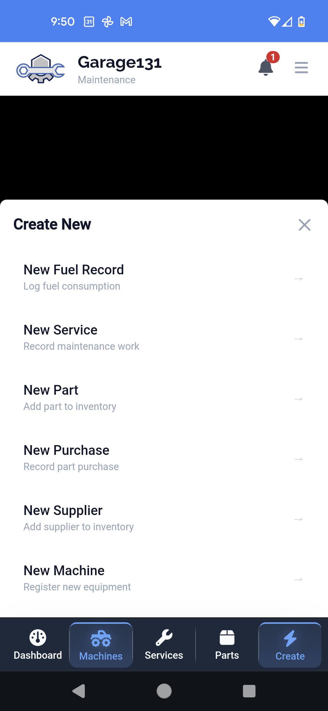 Add new fuel record screen