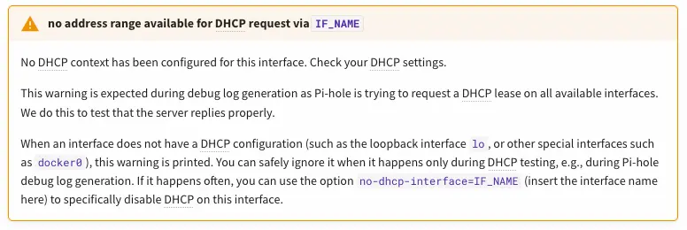 A screenshot of the related documentation page for Pi-hole dnsmasq