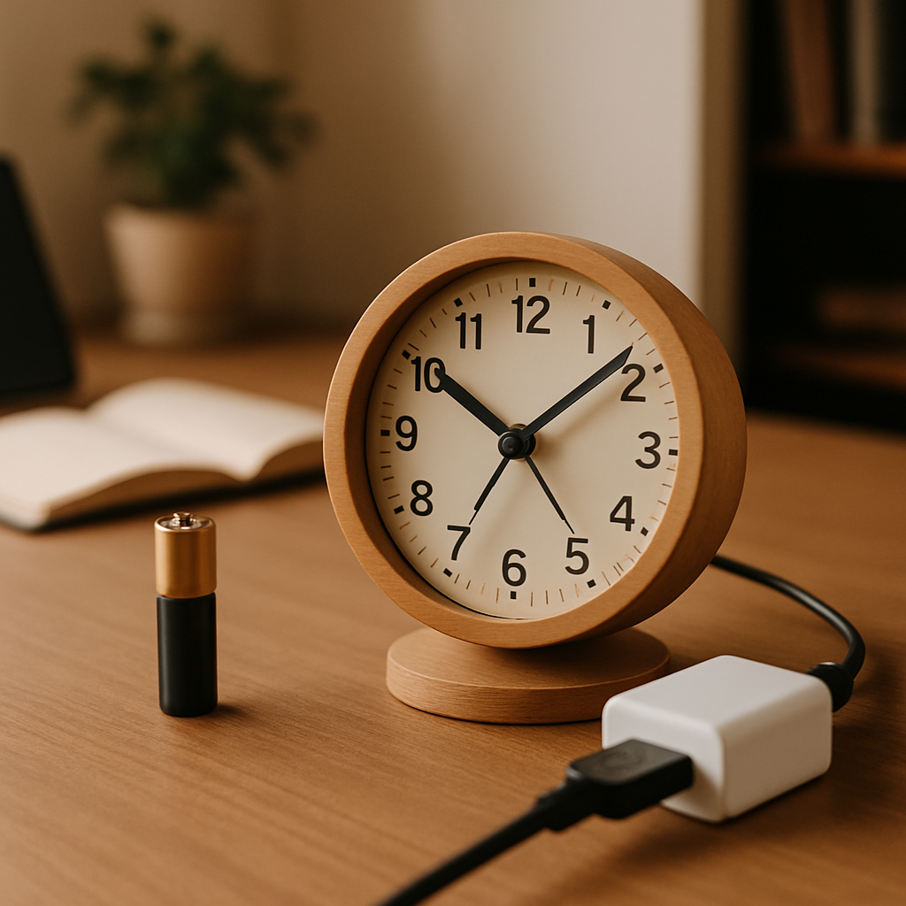 Battery or USB desk clock setup