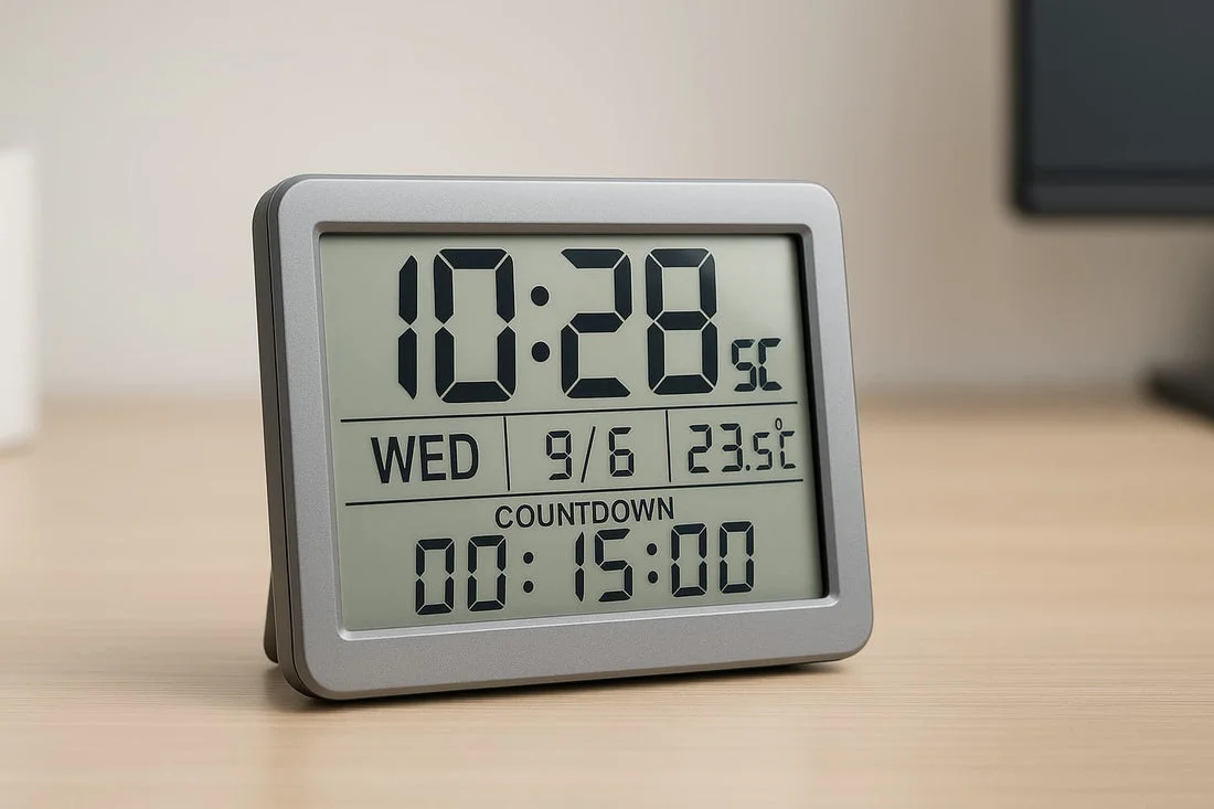desk clock for productivity workspace time blocking