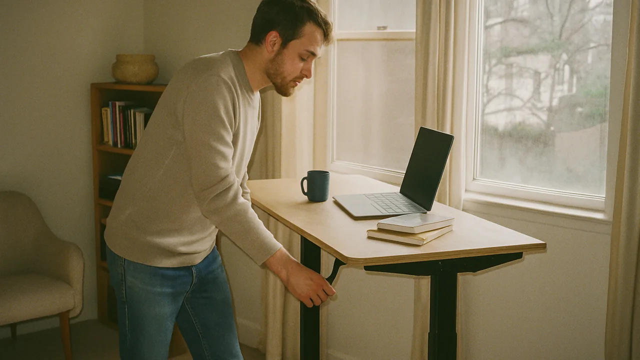 Compact desk in a tight home office corner