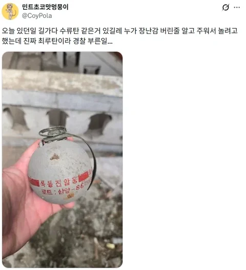 [유머]남양주에서 길가다가 최류탄 주운 트위터인.jpg