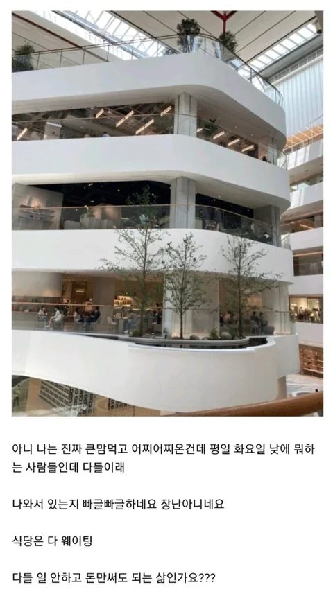 [유머]평일에 백화점에 간 직장인이 느꼈다는 감정