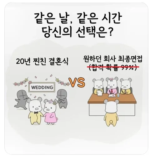 [유머]20년 찐친 결혼식 vs 원하던 회사 최종면접