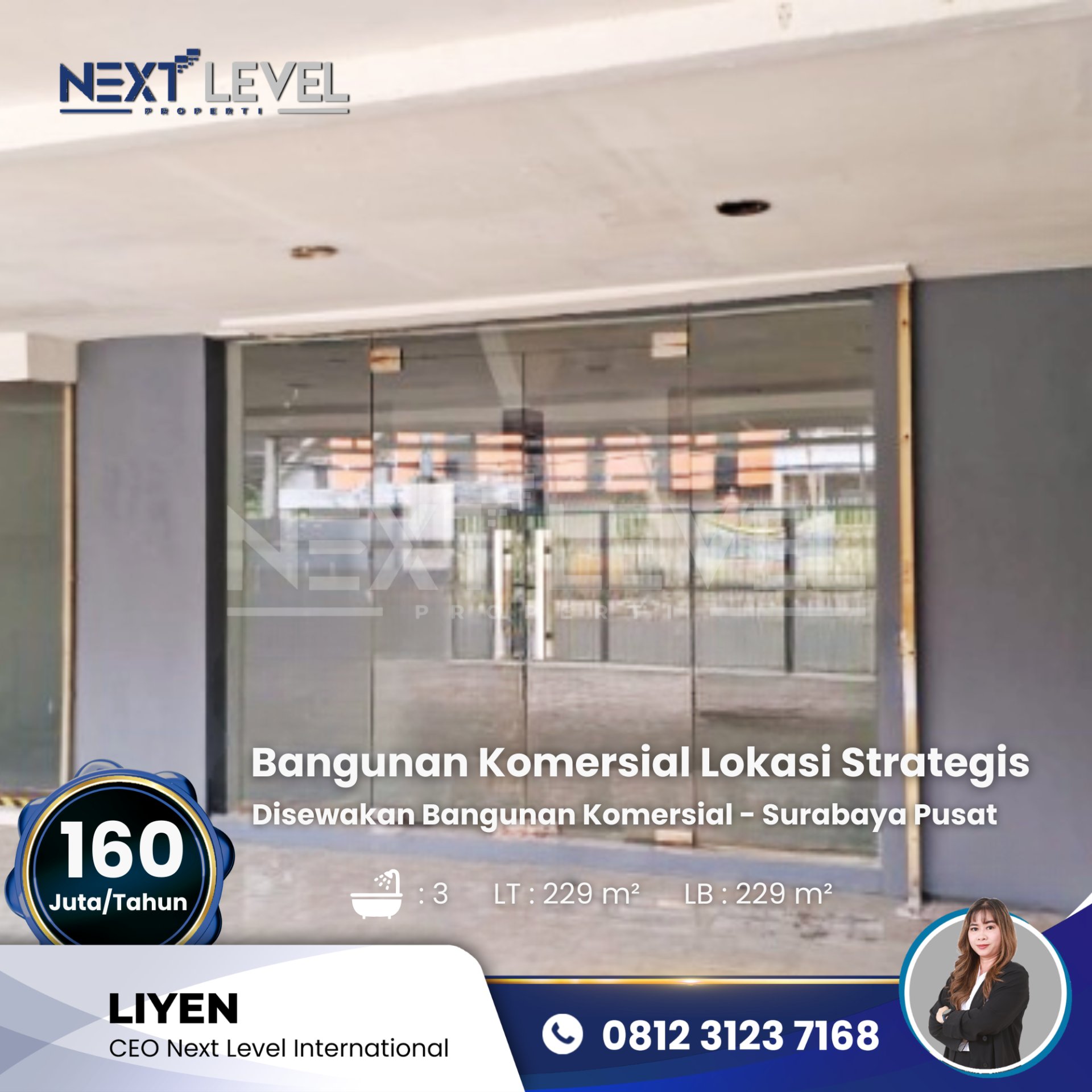 Disewakan Bangunan Komersial 1 Lantai Lokasi Strategis - Surabaya Pusat