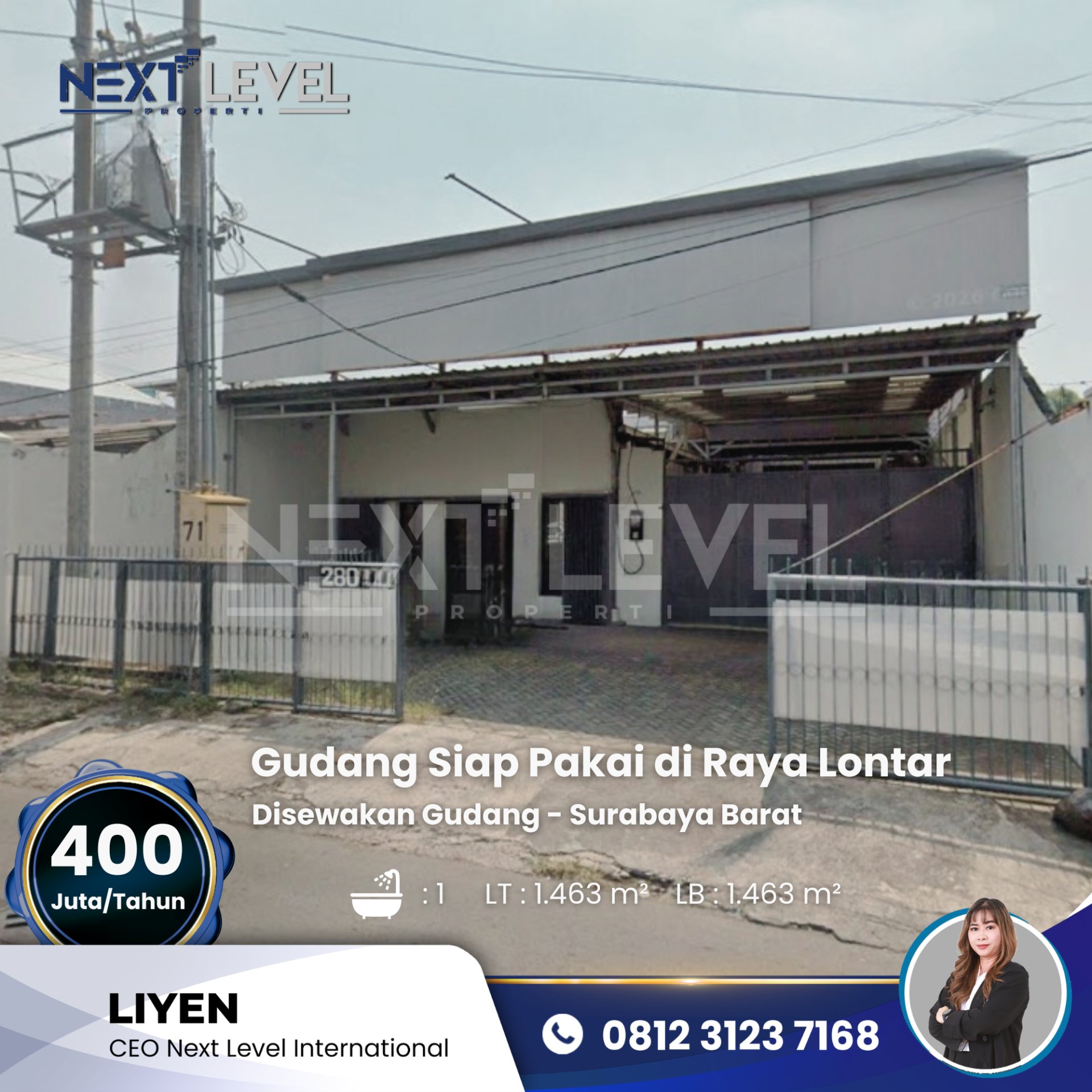 Disewakan Gudang atau Tempat Usaha 1 Lantai - Surabaya Barat