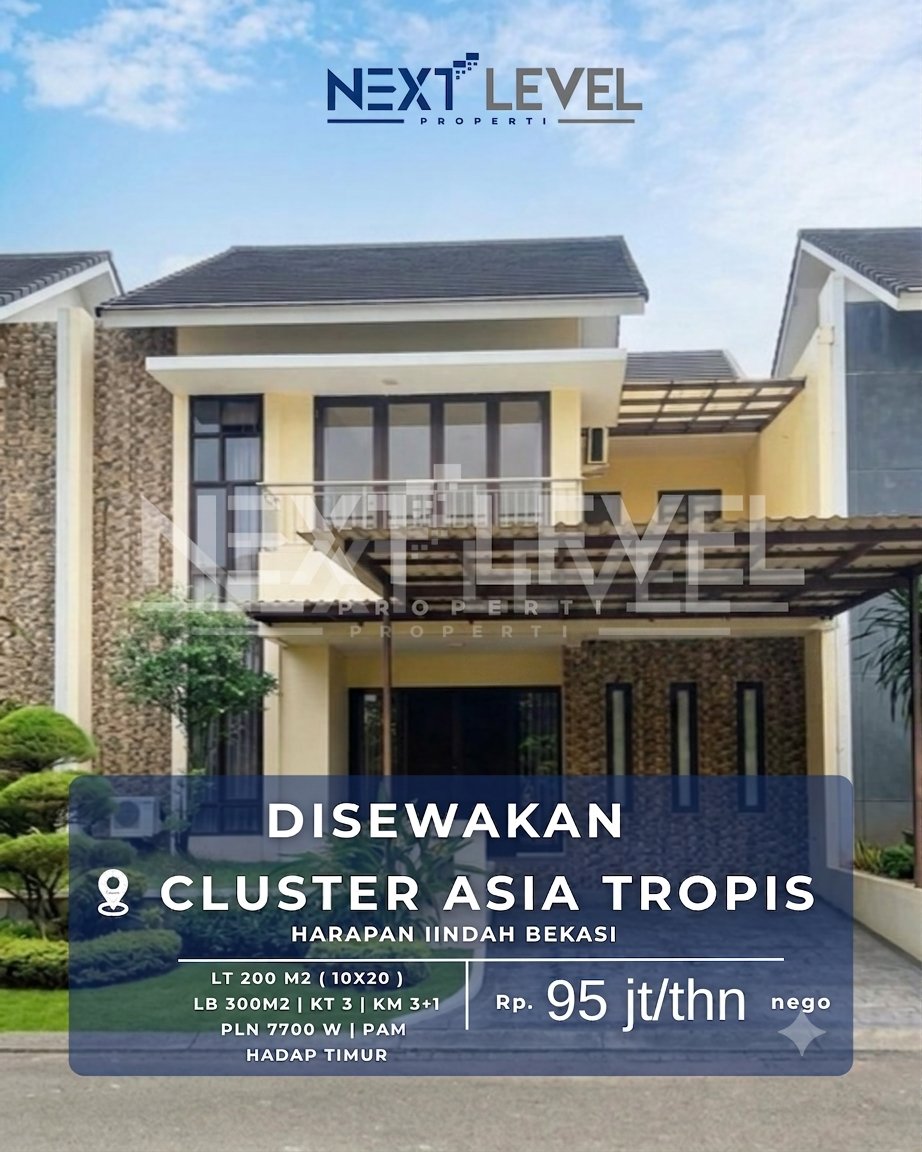 Disewakan rumah lokasi di komplek asia tropis, harapan indah, bekasibekasi
