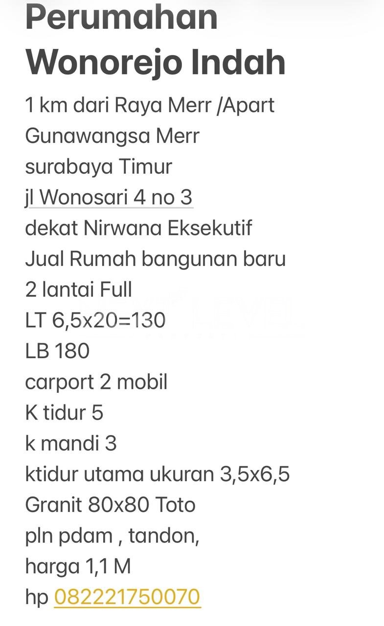 Dijual Rumah di Wonosari IV (Wonorejosari)