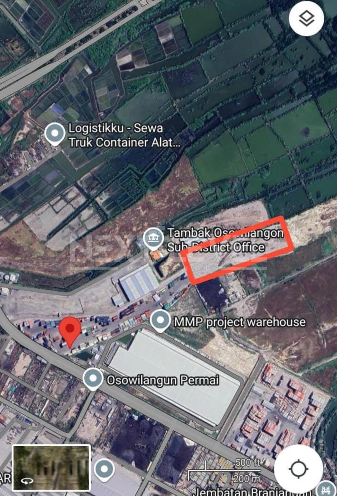 Disewakan lahan paving untuk depo kontainer di osowilangun surabaya