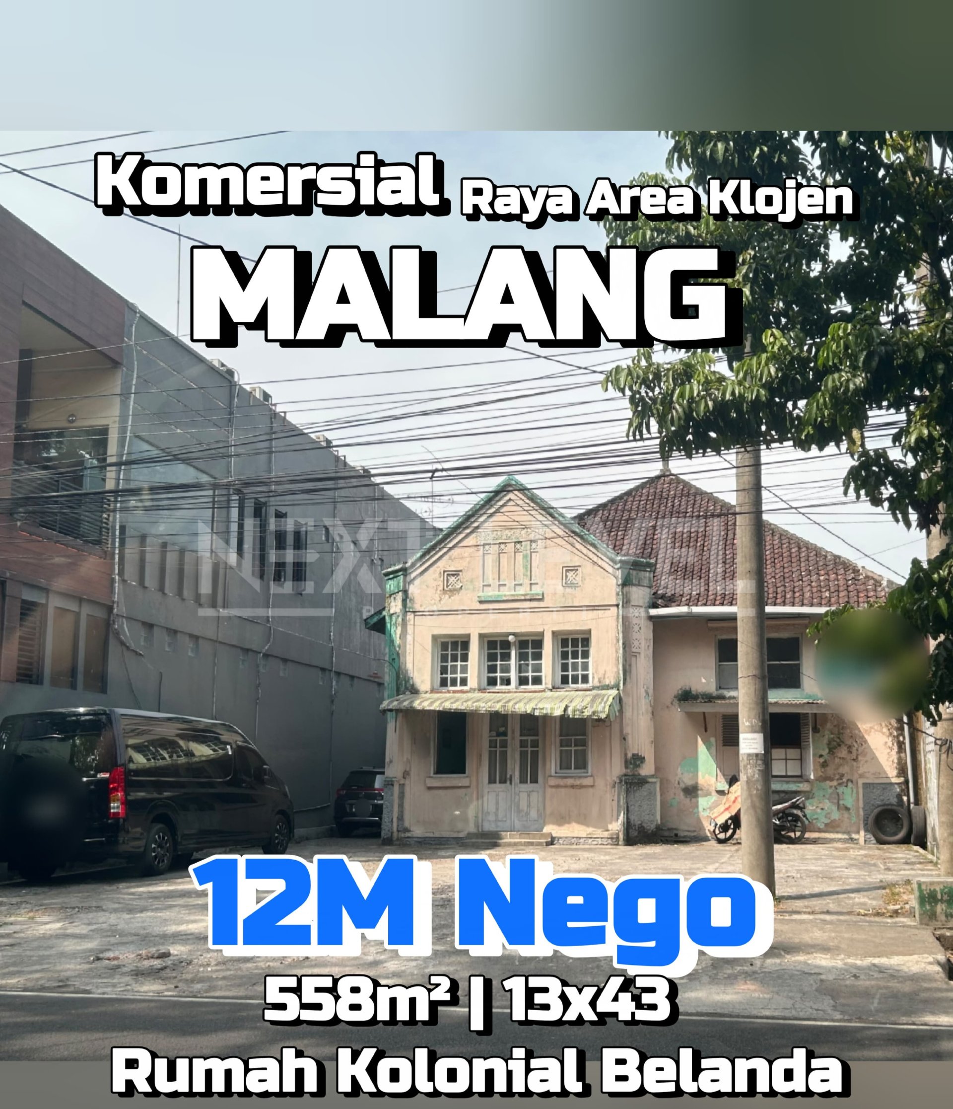 DIJUAL RUMAH KOLONIAL BELANDA MALANG KLOJEN RAYA 
