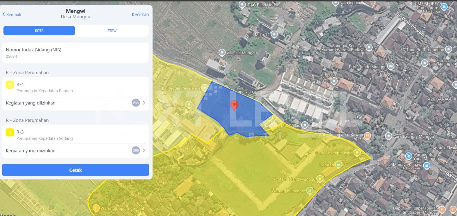 Land for lease in an exclusive area of Seseh-Munggu