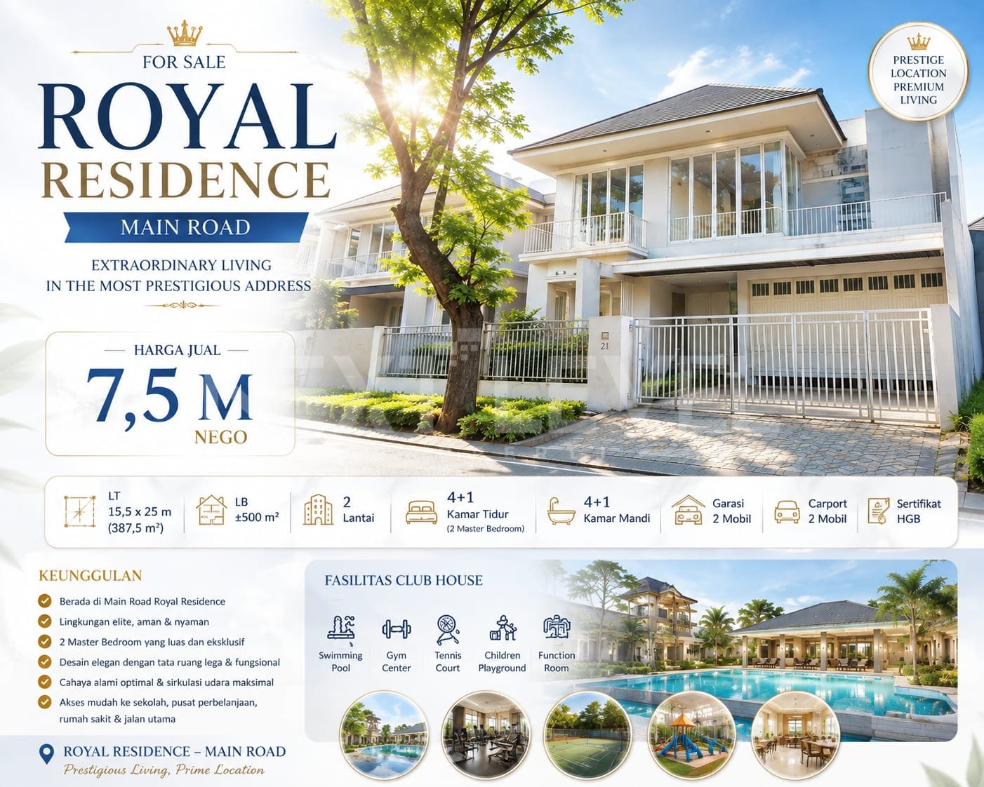 Jual Rumah Luxury Main Road Royal Residence