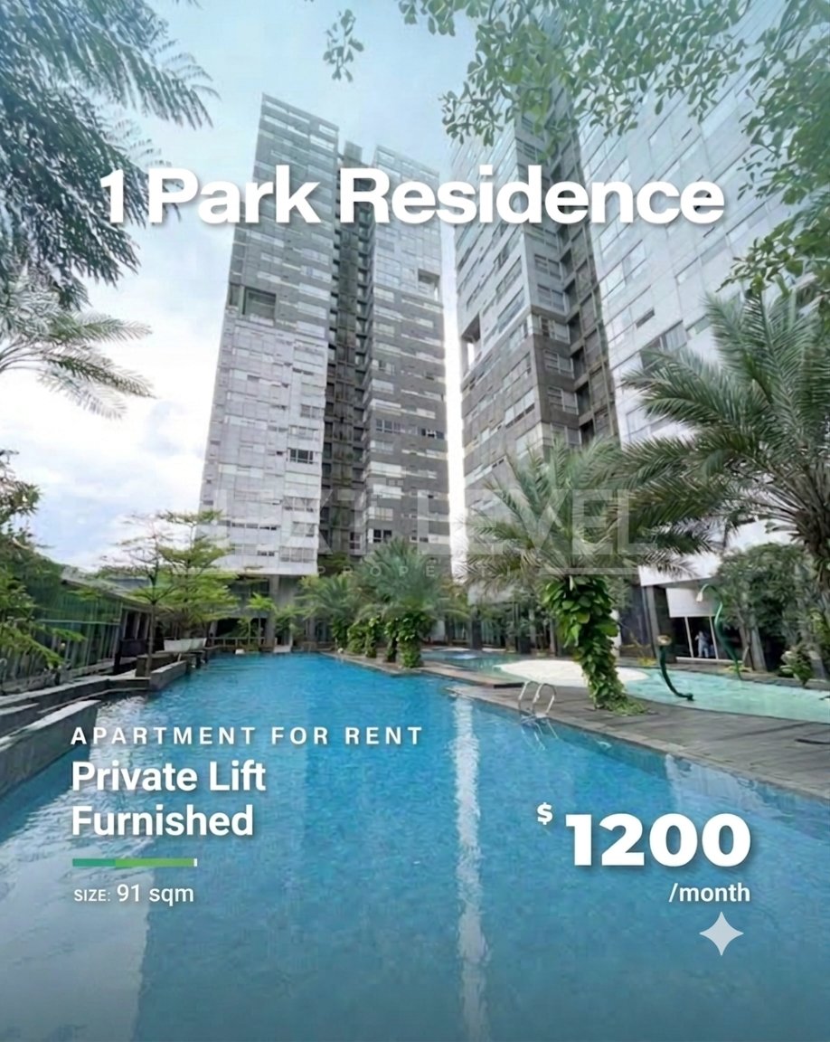 For rent 2 + 1 bedrooms furnished private lift at 1 Park Residence
