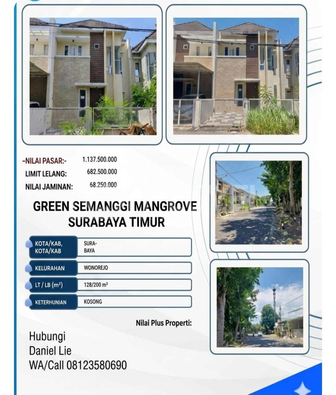 Lelang cash/KPR rumah di green semanggi mangrove Wonorejo surabaya timur