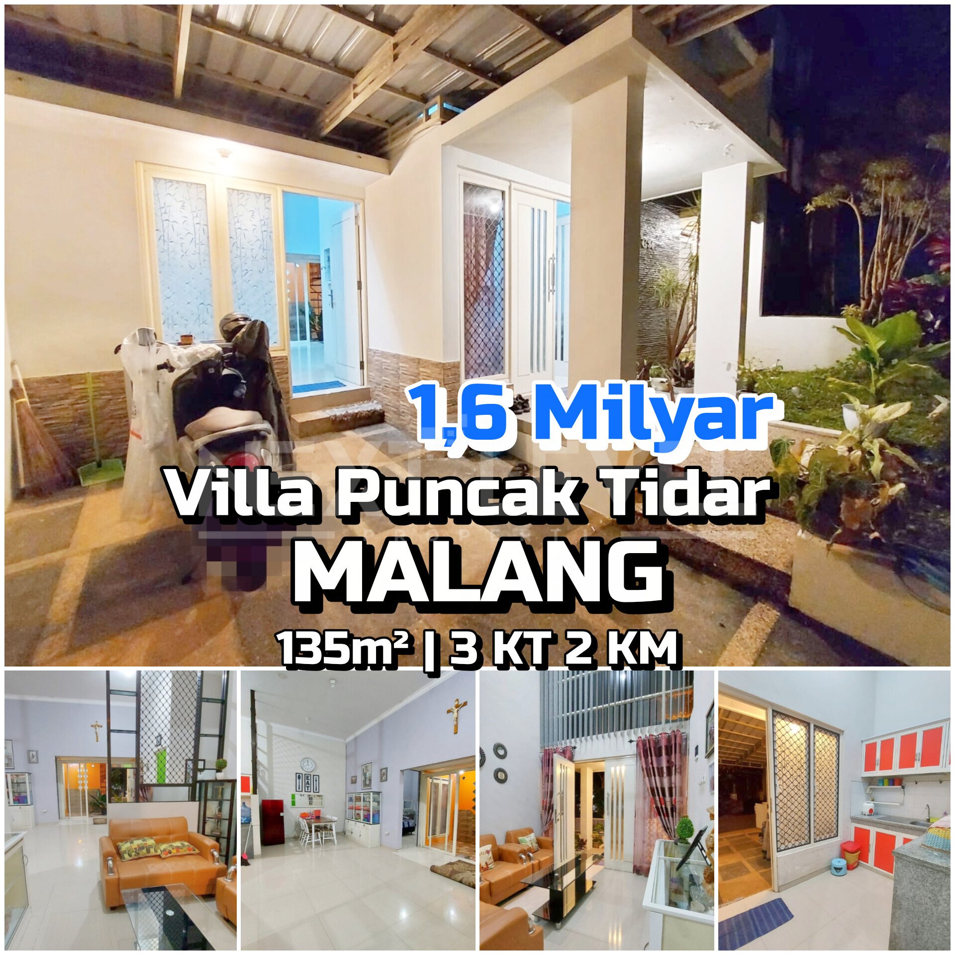 Rumah 1 Lantai 3 Kamar Villa Puncak Tidar Malang Dekat Elpico Mall Citraland 