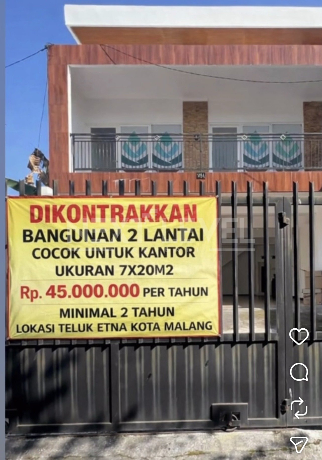 Disewakan Bangunan 2 Lantai lokasi strategis cocok untuk kantor.MLG00004