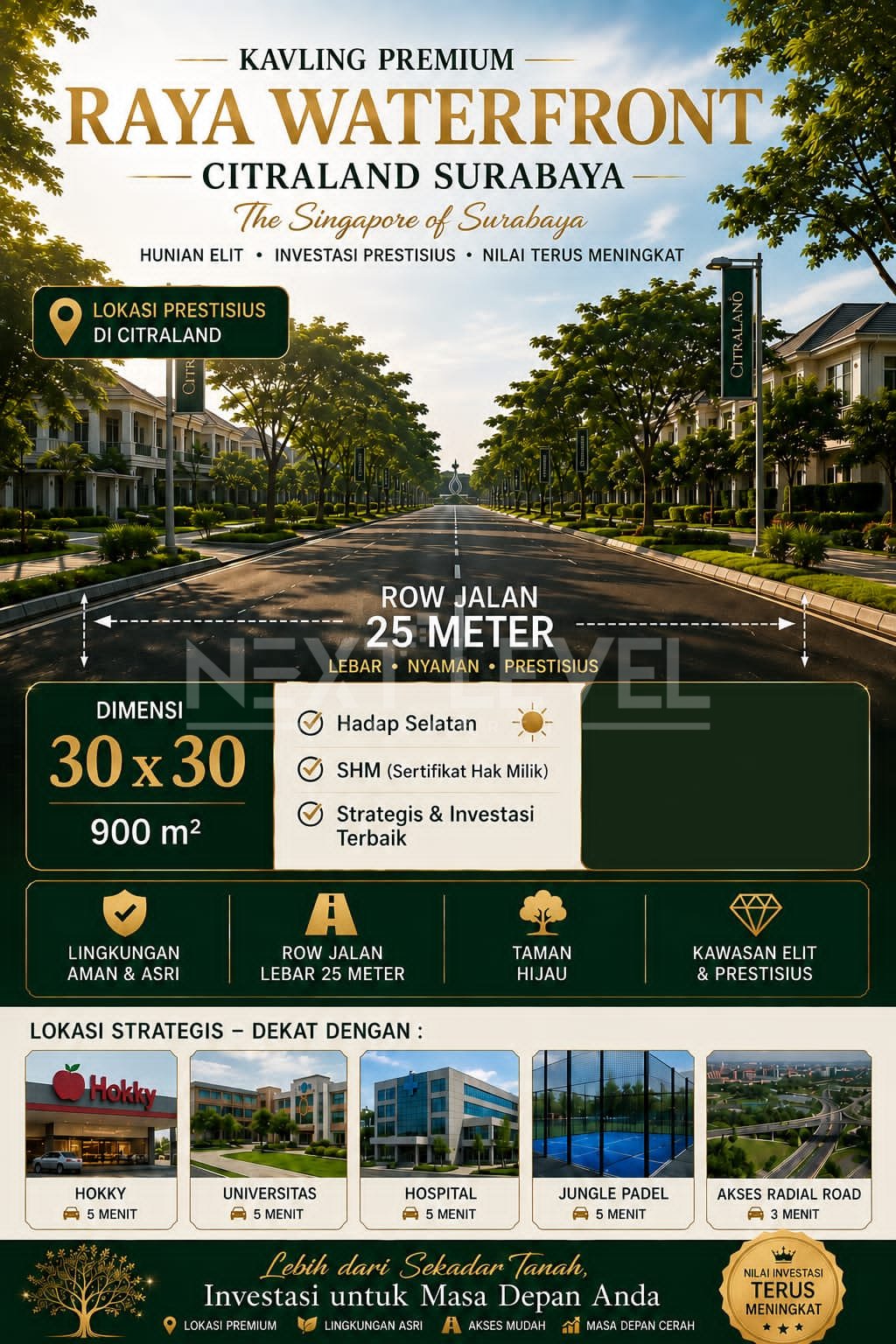 DIJUAL TANAH KAVLING PREMIUM RAYA WATERFRONT CITRALAND HUNIAN ELITE