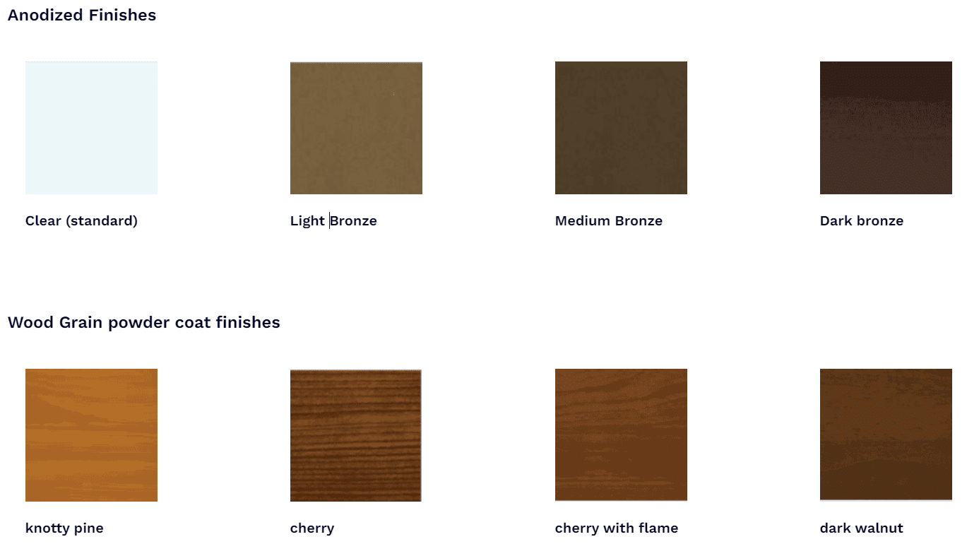 Modern Aluminum Collection finish options 1