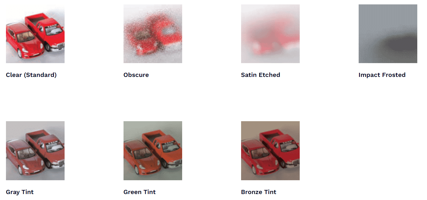 Modern Aluminum Collection glass options 1