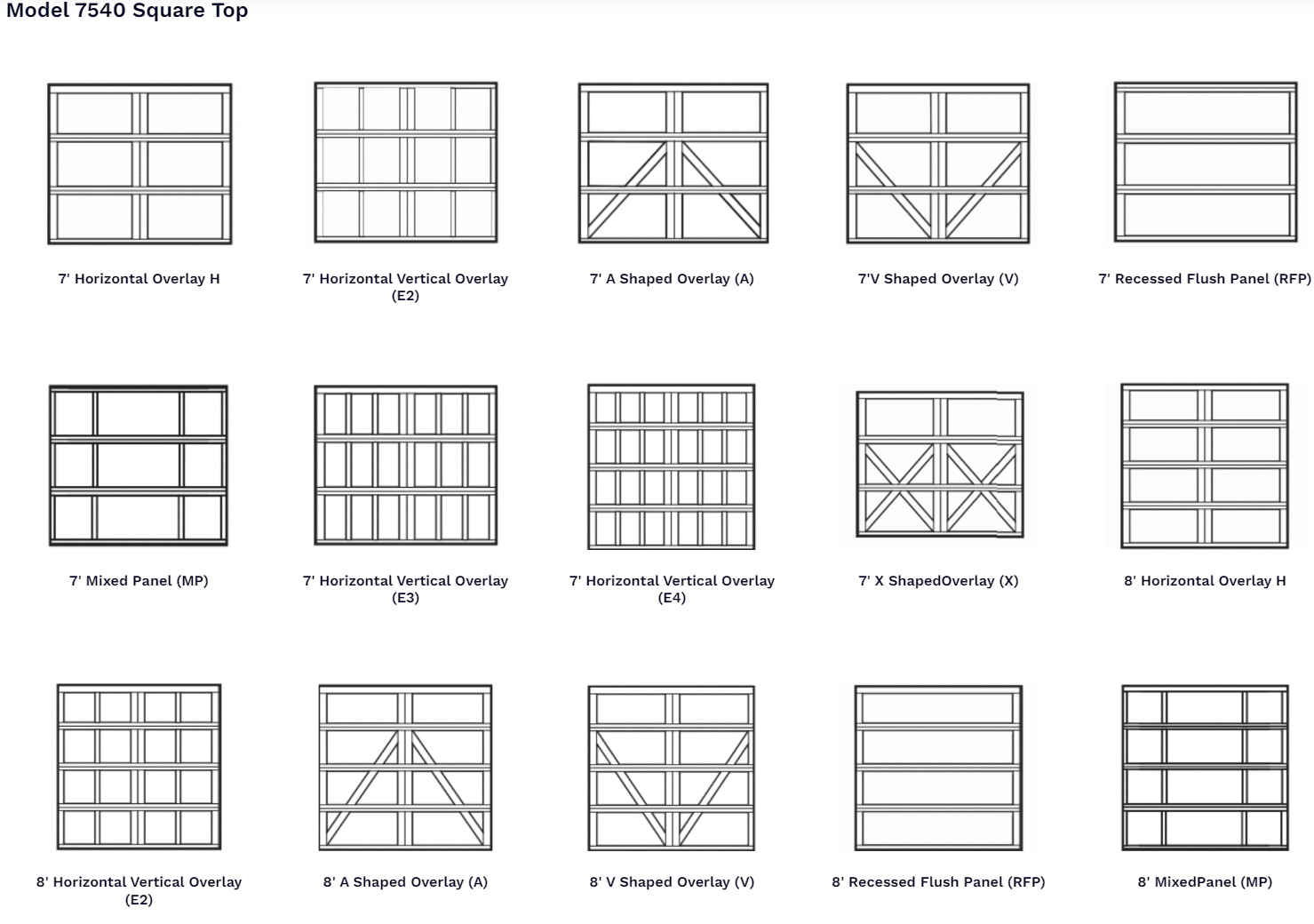 Carriage House Style Garage Doors panel design options 1