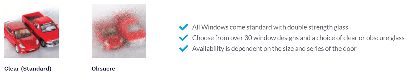 Carriage House Style Garage Doors glass options 1