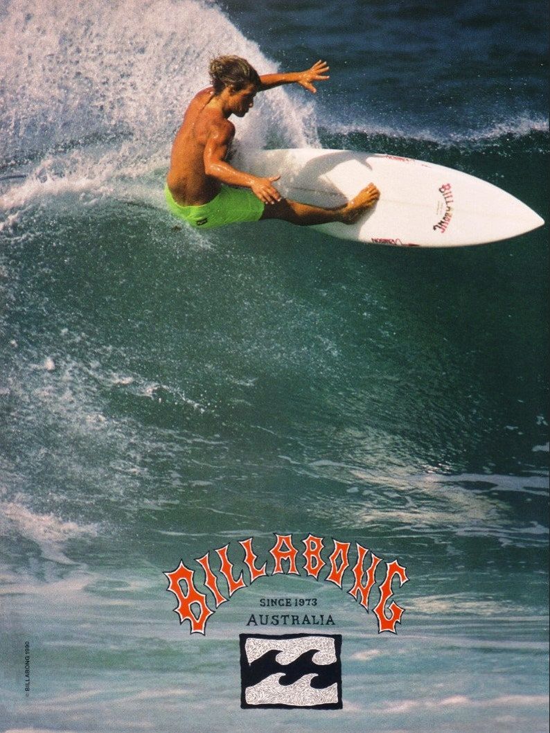 Vintage Surfing Poster, Ocean Wave W …