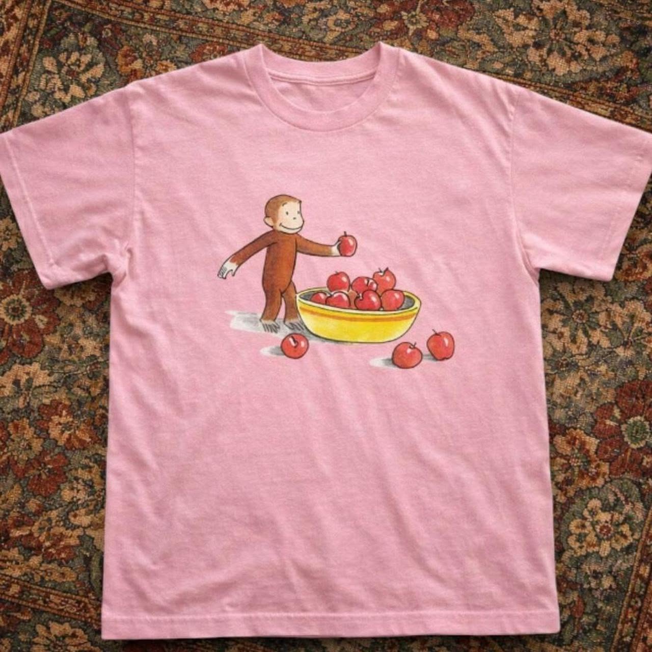Curious George Apple cartoon T-shirt &hellip;