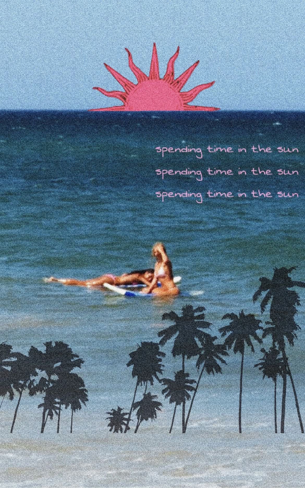 Retro Female Surfer Poster, Ocean Wa …