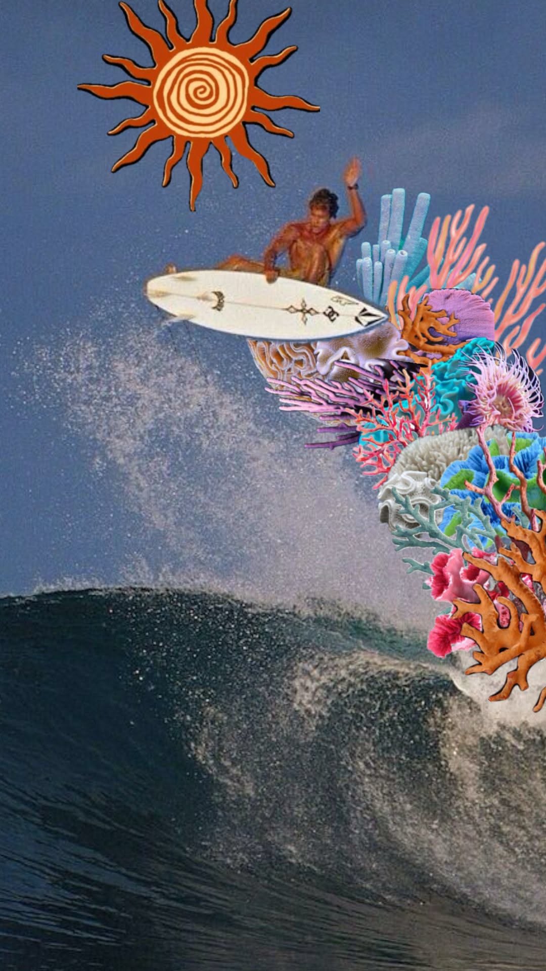 Retro Surfer Riding Wave Poster, Oce …