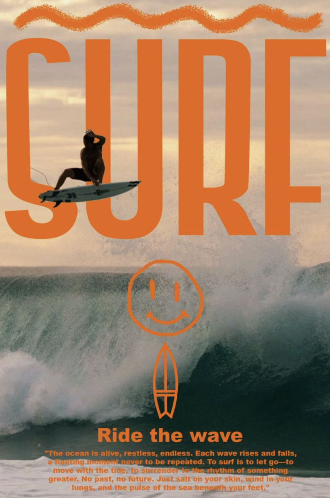 Retro Surfing Poster, Ocean Wave Wal …