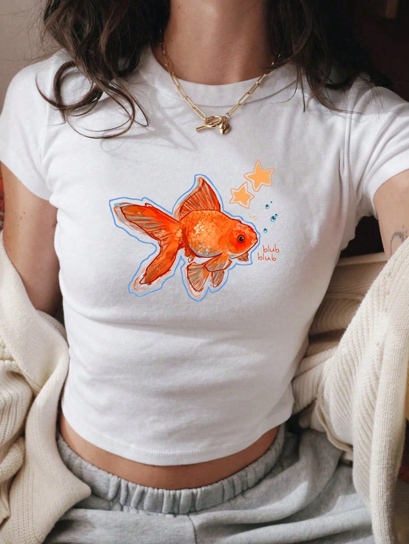 Y2K Style Tropical Fish Print Short  &hellip;
