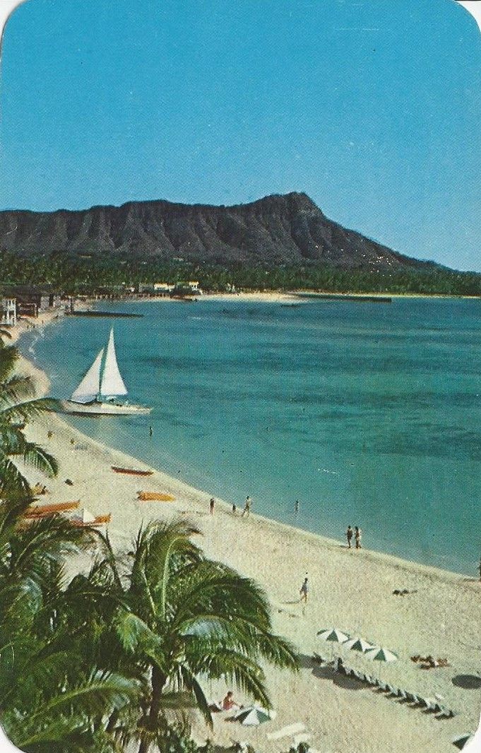 Vintage Waikiki Travel Poster, Retro …