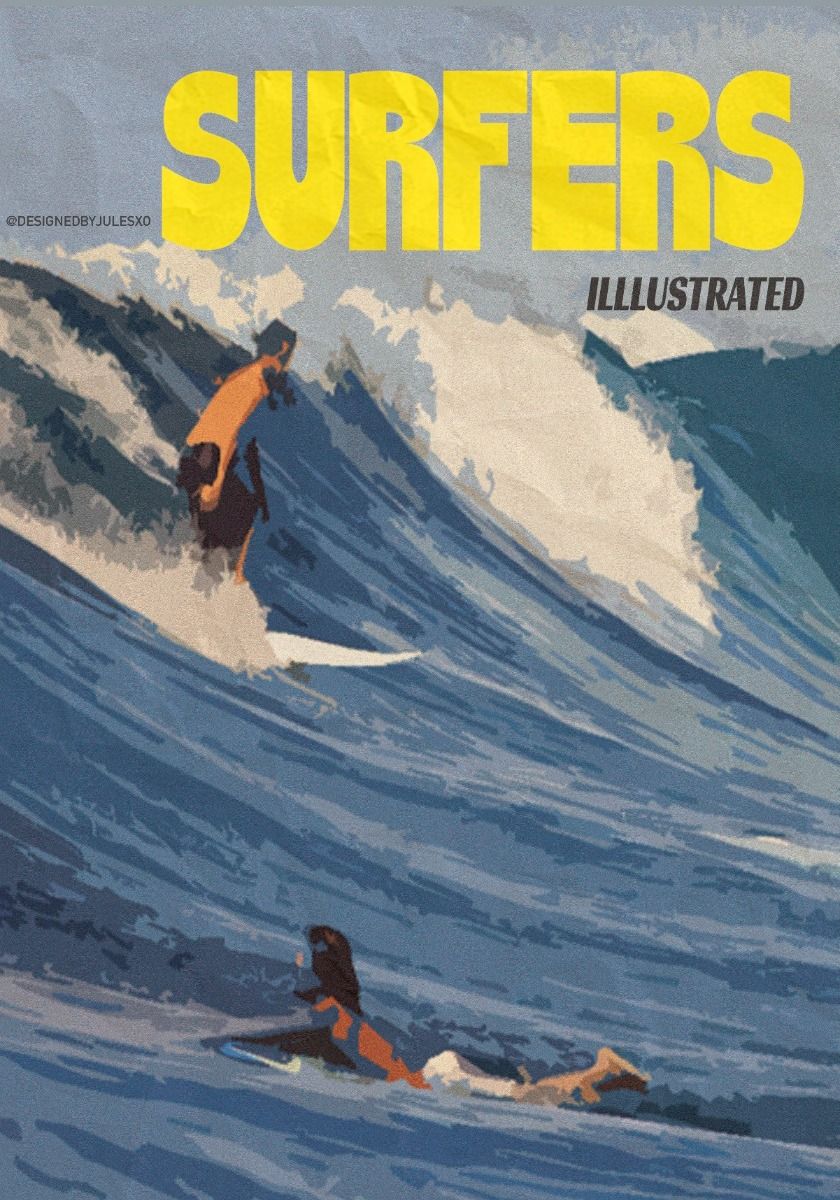 Retro Illustrated Surfing Poster, Oc …