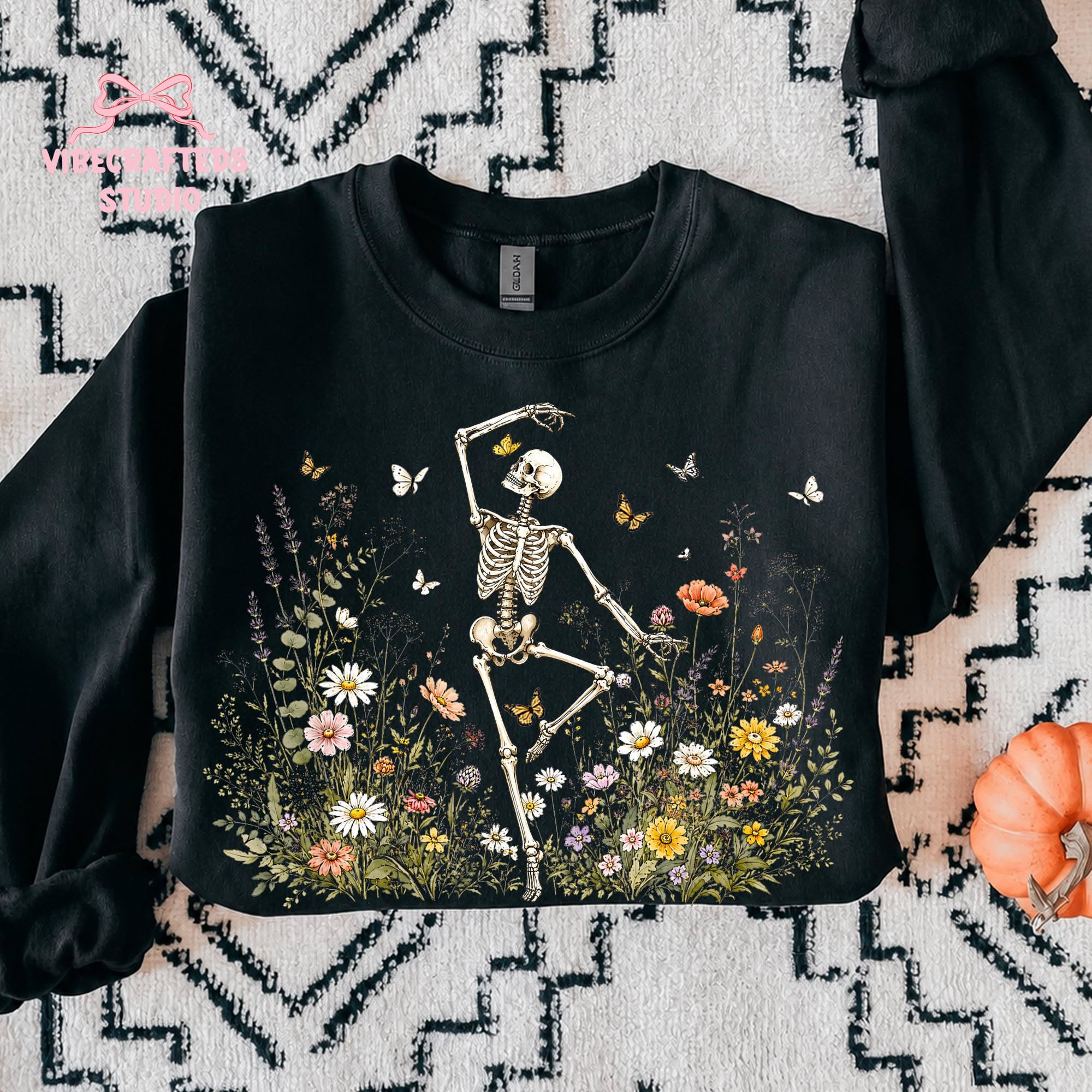 Dancing Skeleton Wildflower Sweatshi …