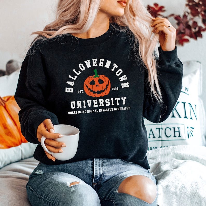 Retro College Pumpkin Crewneck for W …