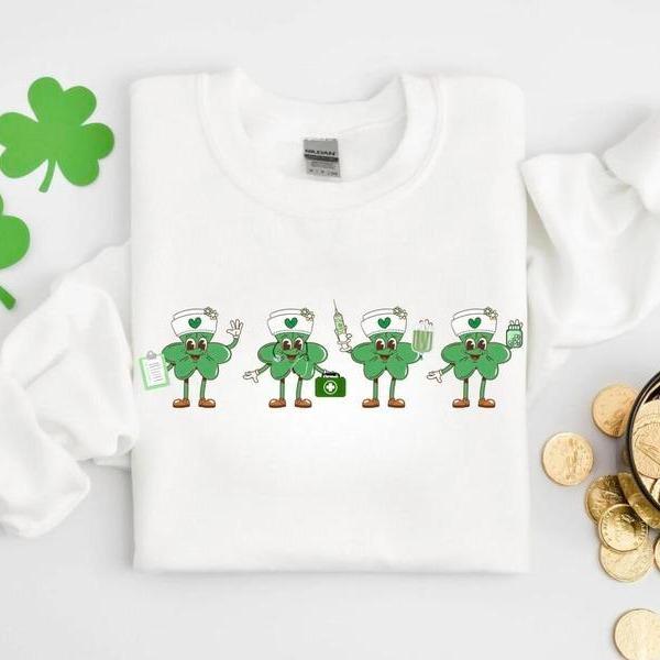 Funny Nurse Shamrock Sweatshirt, St. …